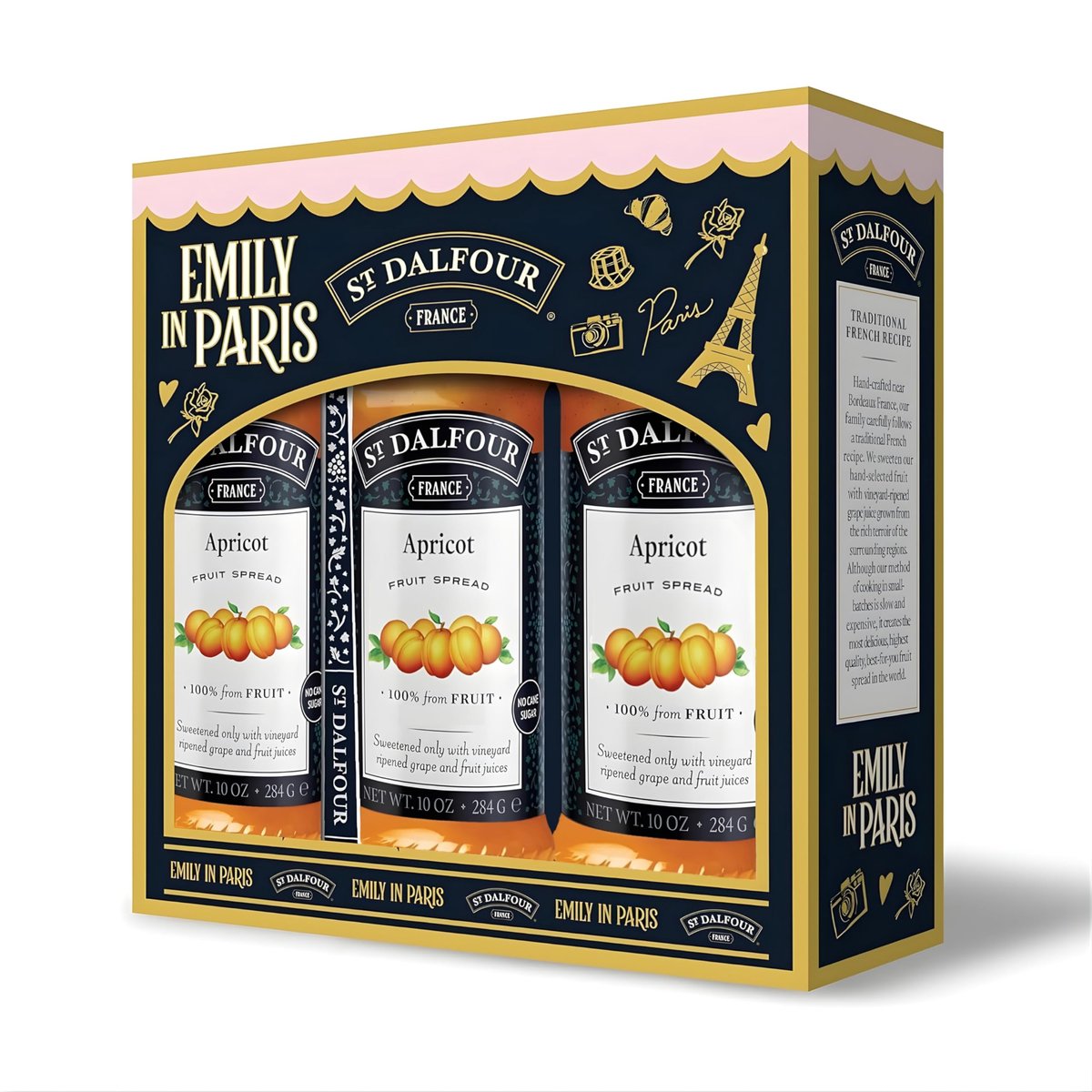 St. Dalfour Emily in Paris Abrikozenjam 284 g – 3-Pack – Zonder Toegevoegde Suikers, 100% Fruit
