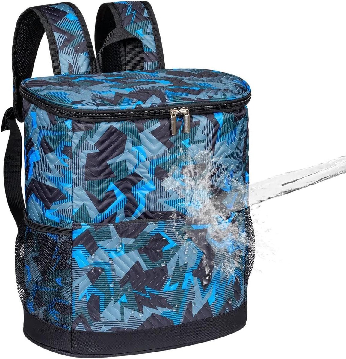 Koeltas Lunchtrommel - Opvouwbare Box - Buitenactiviteiten - Lekdichte Binnenlaag - 33 x 29 cm - Camouflageblauw