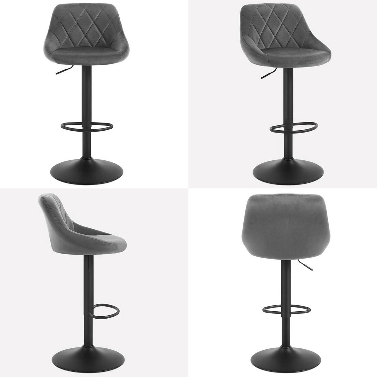 SureDeal® - barkruk - Goed gevoerde zitting - Hoogte verstelbaar - Draaibaar - 35x38x106 cm - Zwart