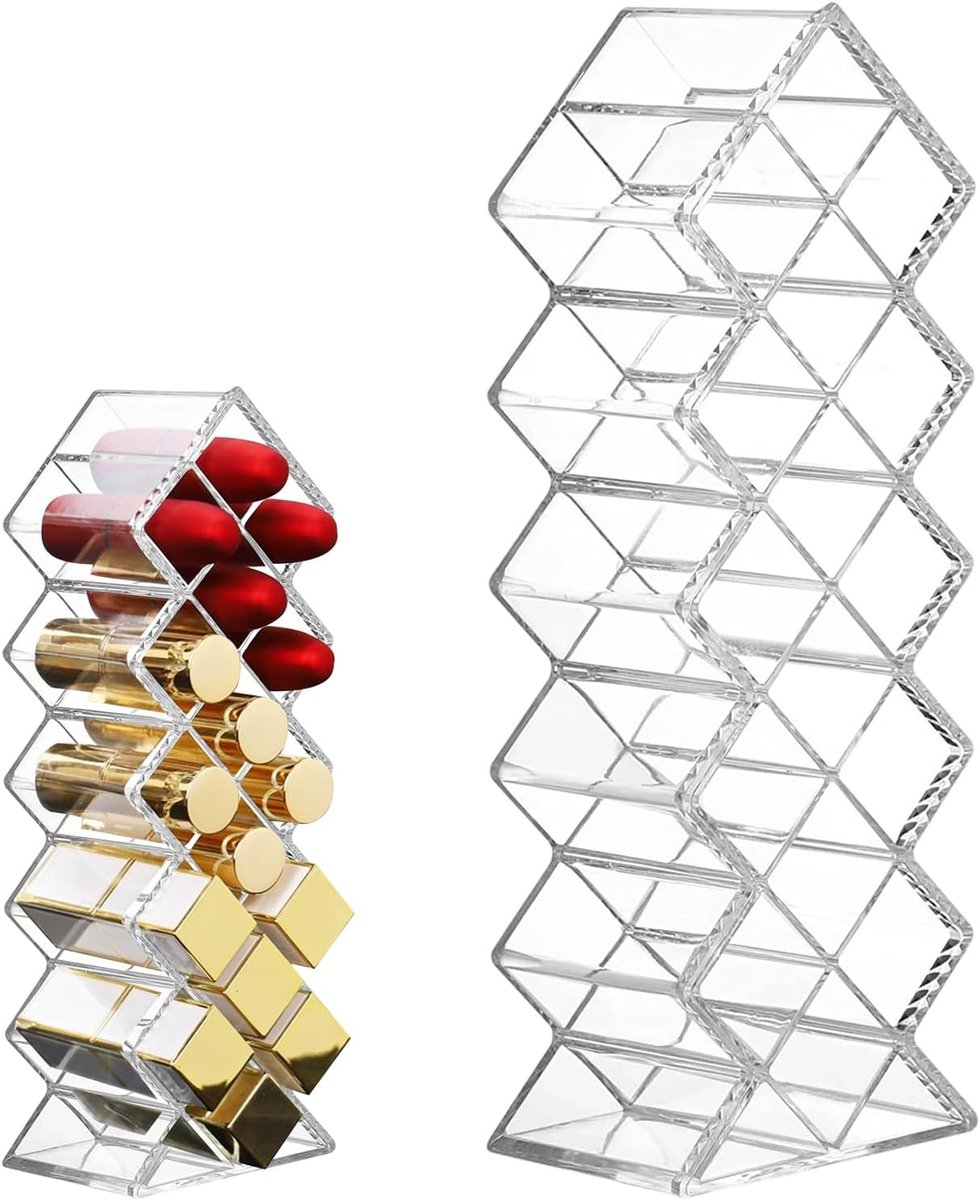 Lipstick organizer 16 plaatsen - transparante acryl houder - stevig en duurzaam - voor badkamer of make-up tafel - SnelShoppen
