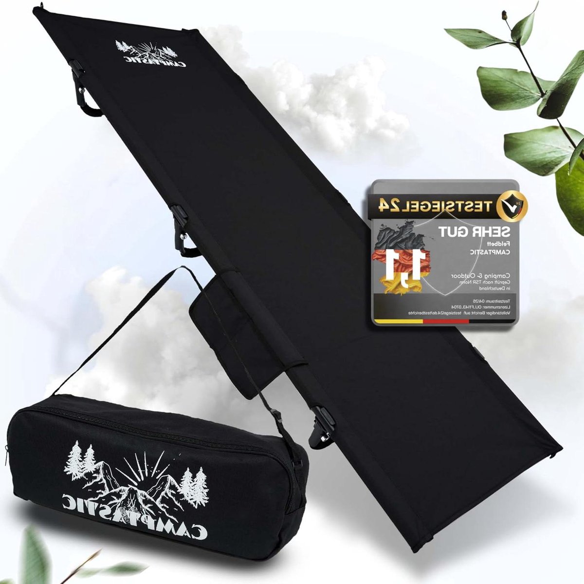 Veldbed Inklapbaar - Opklapbed Outdoor - Kamperen en Hiken - Ultralicht en Compact - 2.3 kg - Zwart