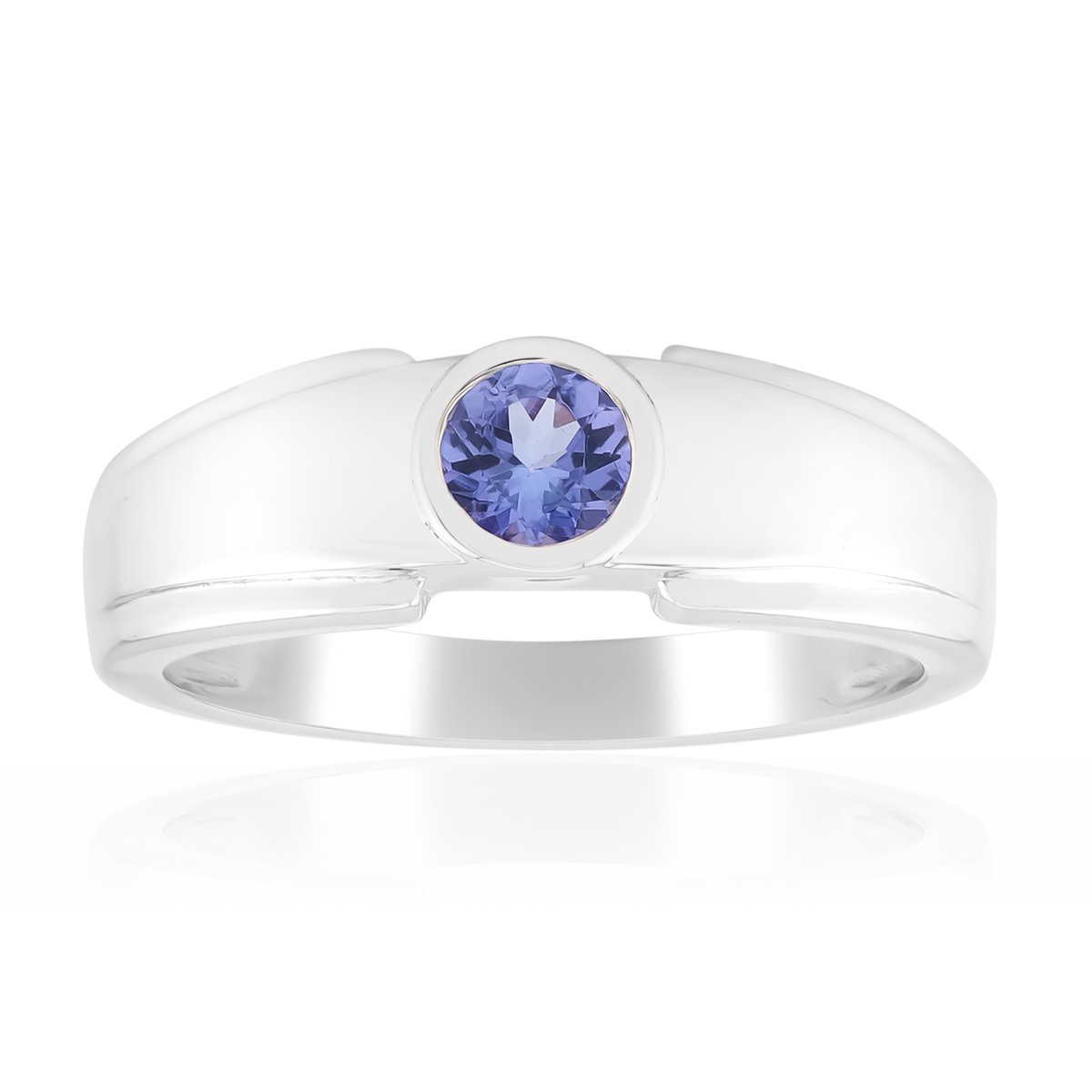 Cavill - Zilveren Ring 925 Sterling met Ronde 0,255 ct Tanzaniet Edelsteen - Palladiumlaag - Modern Sieraad - Ring Maat 16-20