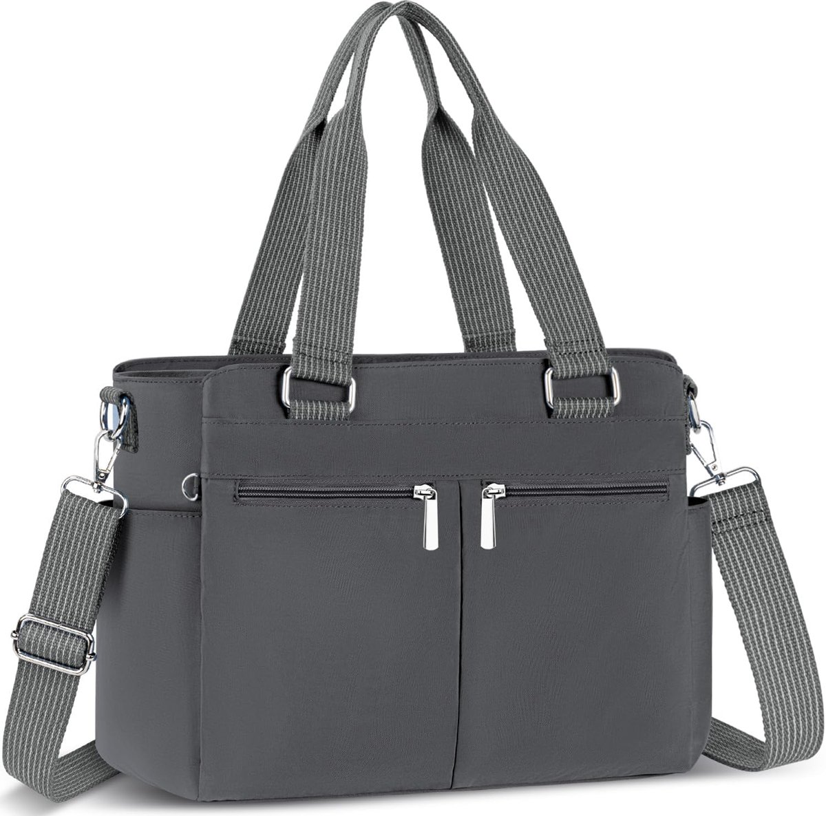 SnelShoppen - Schoudertas voor dames, grote nylon handtas met veel vakken, crossbody tas, casual lichte tote bag, middelgrote met verstelbare brede sc
