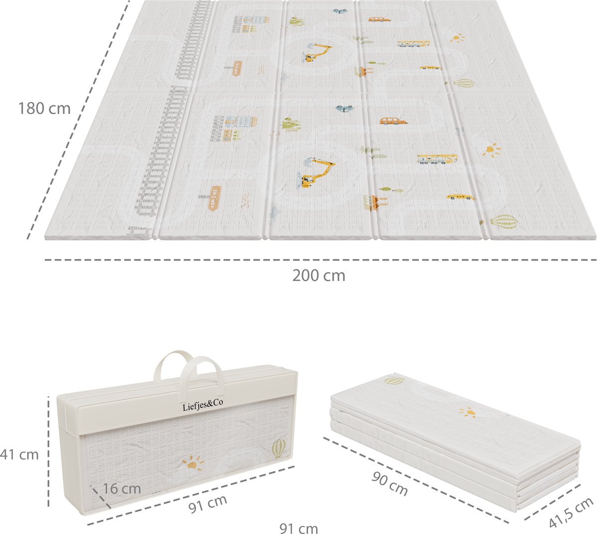 Liefjes & Co Speelmat Baby - Speelkleed Baby 180x200x1,5 cm – XPE Foam Speelkleed – Dubbelzijdige Opvouwbare Kruipmat thumbnail 5