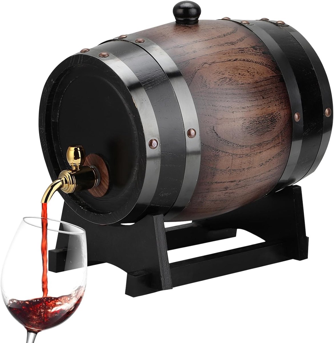 Vintage Houten Wijnvat 3L - Perfecte Dispenser voor Wijn, Sterke Dranken en Whisky, Ideaal voor Opslag en Presentatie