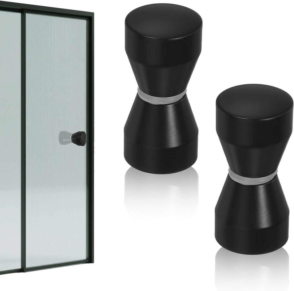Deurknop voor douche, Aluminium Tapered Zwart, 2 Stuks, 62 x 30 mm, Vervangingsonderdelen voor Douchecabine en Badscherm, Duurzaam en Stijlvol