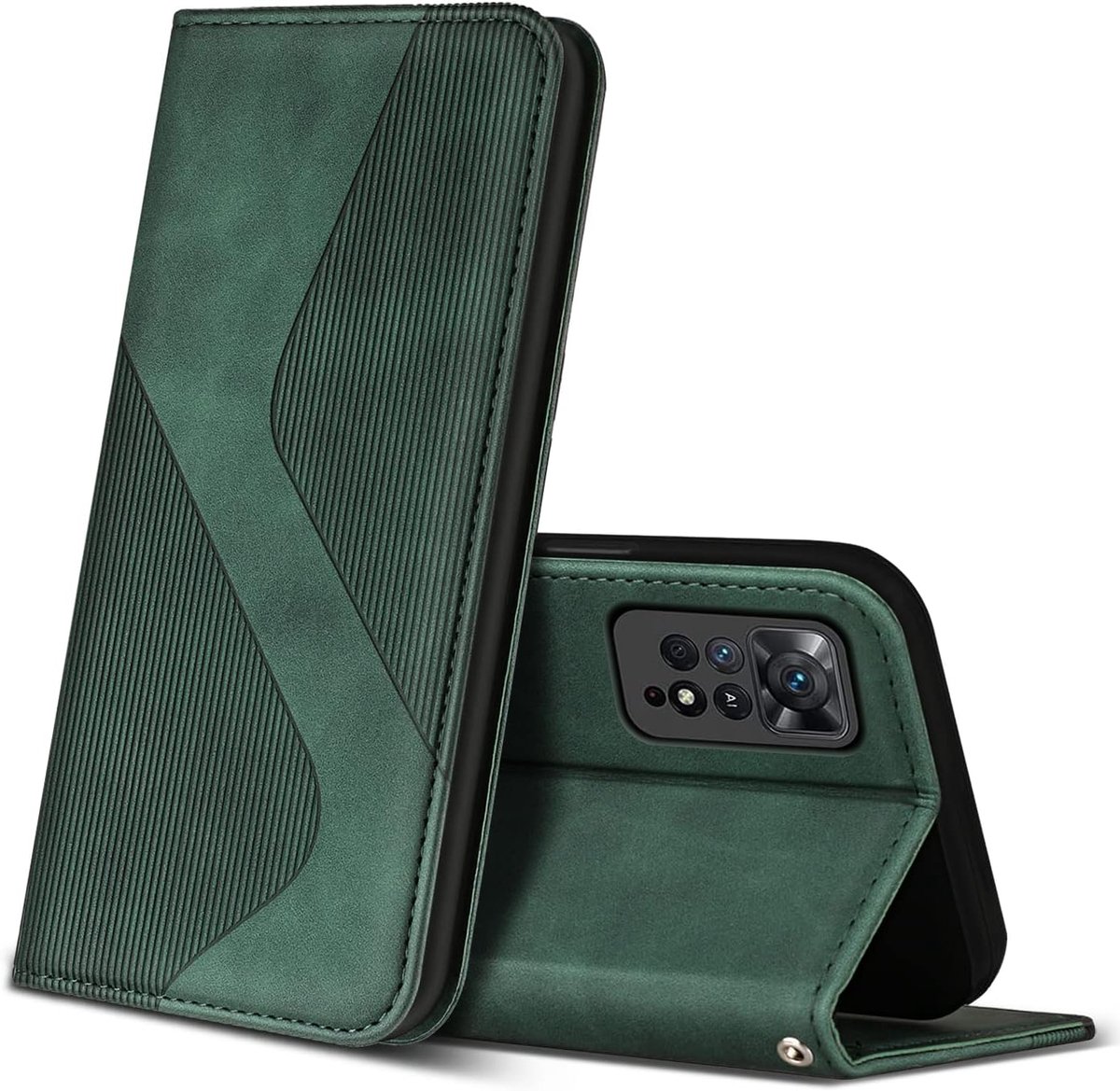 Hoesje voor Xiaomi Redmi Note 11 Pro 4G/5G, PU Kunstleer Bookcase Telefoonhoesjes met [Kaartsleuven] [Stand], Flip Case Beschermhoesje voor Redmi Note 11 Pro 4G/5G (Groen)