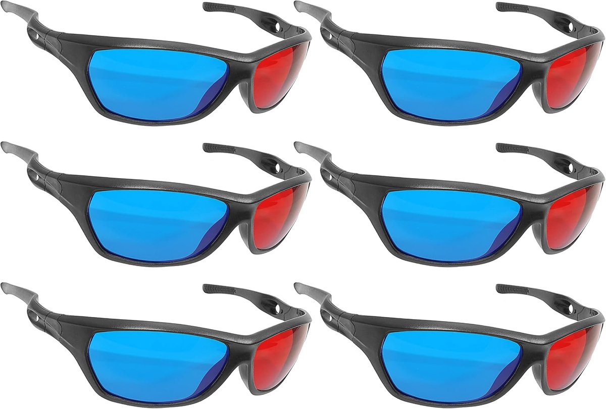 3D-Bril, Sportieve Anaglyph-Bril voor TV of PC-Games (Rood/Blauw), Met Anaglyph-Technologie