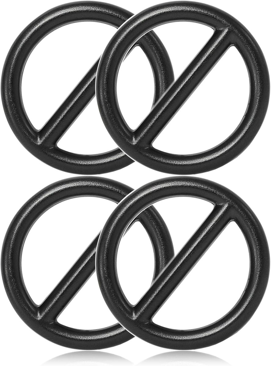 O-ring met brug stegring voor hondenlijn en halsband, 25 mm binnendiameter, 4 stuks, zwart metaal van gelegeerd staal, roestvrij ronde bevestigingsring voor beslag