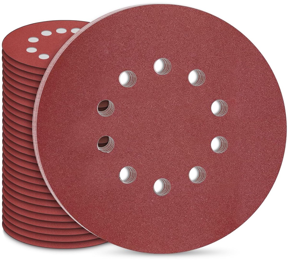 30 Stuks 225mm Schuurschijf, 9 inch Schuurpapier Rond 10 Gaten Schuurschijven P180 Korrel Klittenband Schuurpads voor Wand- en Plafondschuurmachines