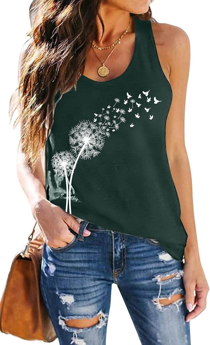 hohololo Dames Tank Top Met Paardebloem Vrouwen Zomer Vrije Tijd Tanktops Vrouw Mouwloos Tops