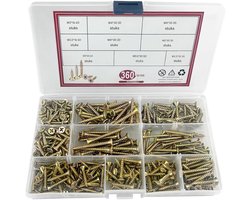 Spaanplaat schroeven set - Pozidriv schroeven - Zelfboor - 360 stuks - Voor hout en plaatmateriaal - Geel