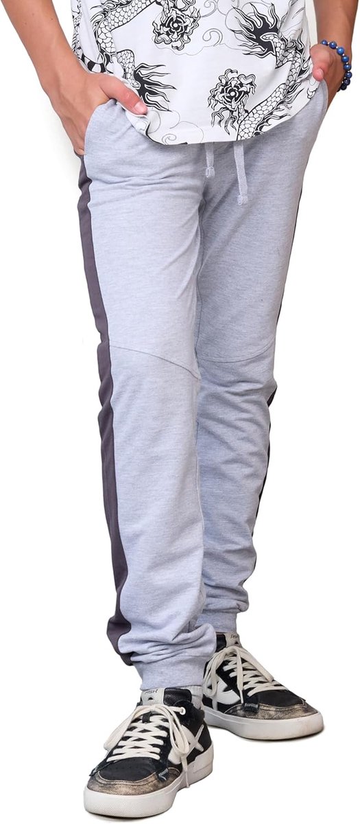 Joggingbroek voor jongens van 8 tot 15 jaar (maat 134-176), sportbroek met elastische tailleband en zijzakken, kindertrainingsbroek van katoenmix