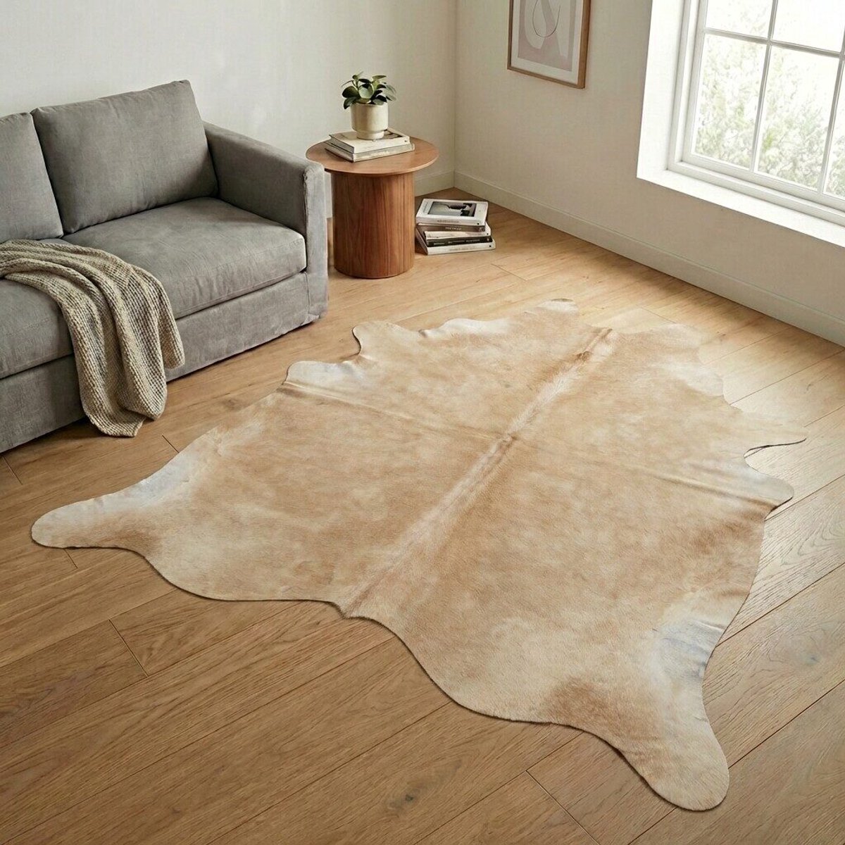 Koeienhuid Vloerkleed XXL (Extra Groot) - Grijs-taupe - 247 x 225 cm - Koeienkleed / Koeienvel / Dierenvel / Dierenhuid / Koehuid Tapijt