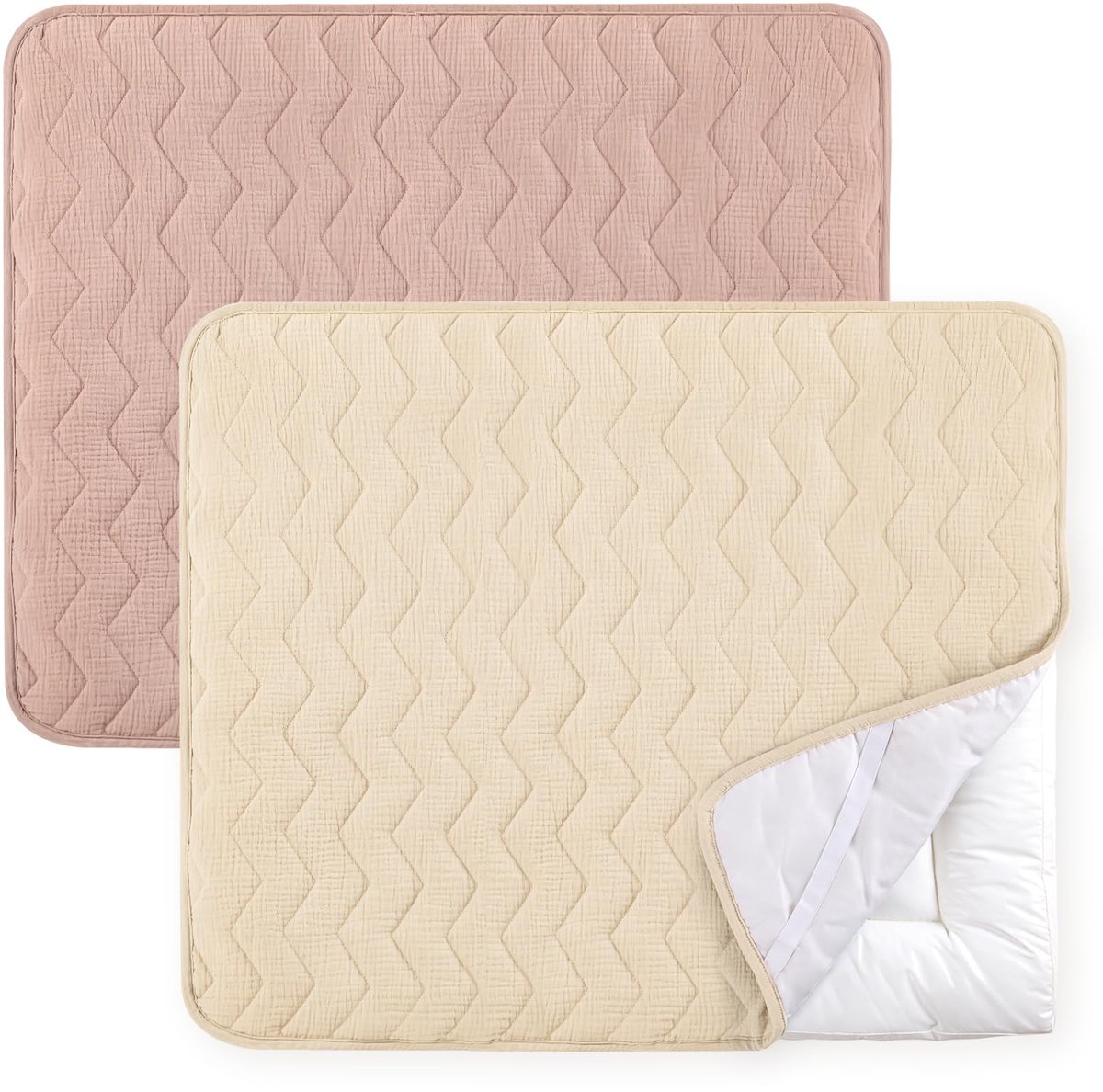 SnelShoppen - Aankleedkussenovertrek 75 x 85 cm - Verdikt en Wasbaar Babyaankleedmat - Crème Zand - 2 Stuks - Perfect voor Kinderen