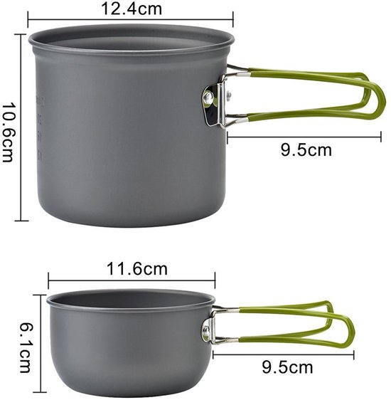 SnelShoppen - Picknick Camping Wandelen Backpacken Kookgerei Set - Aluminium Pot Pan Kom Set - Lichtgewicht en Duurzaam voor Buiten - Ideaal voor Kamp — afbeelding 3