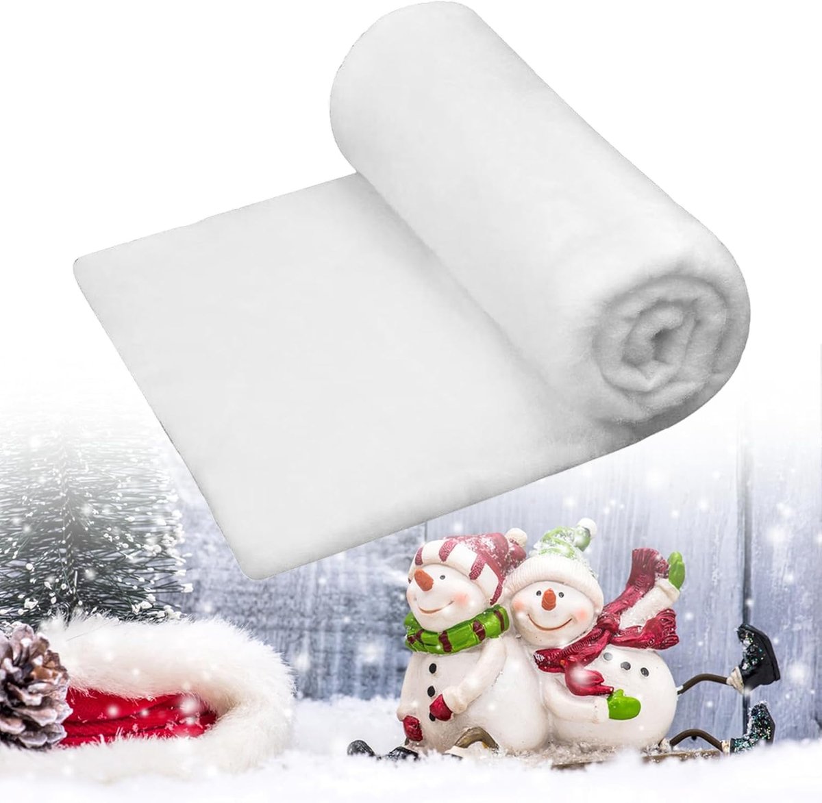 decoratie, Kerstmis, 150 x 40 cm, decoratieve sneeuwmat, witte kunstsneeuw, mat, sneeuwtapijt, decoratie voor dorp, achtergrond, winter, indoor, kerstboomversiering, decoraties