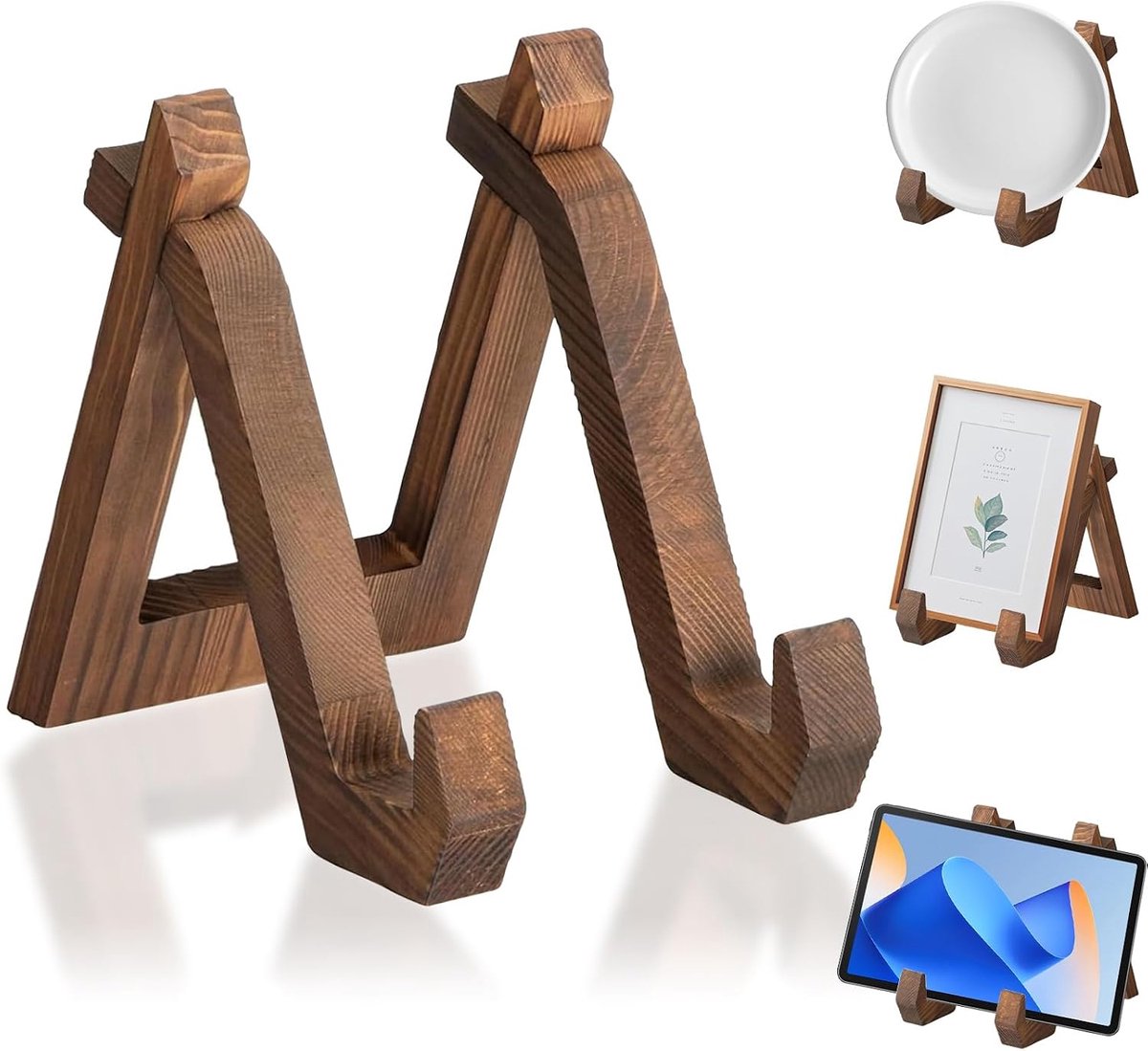 hout, opvouwbare boekenhouder, leesstandaard, kookboekhouder, vintage bordenstandaard, hout, bordenhouder, standaard voor standaard, boekenstandaard voor het bewaren van keuken