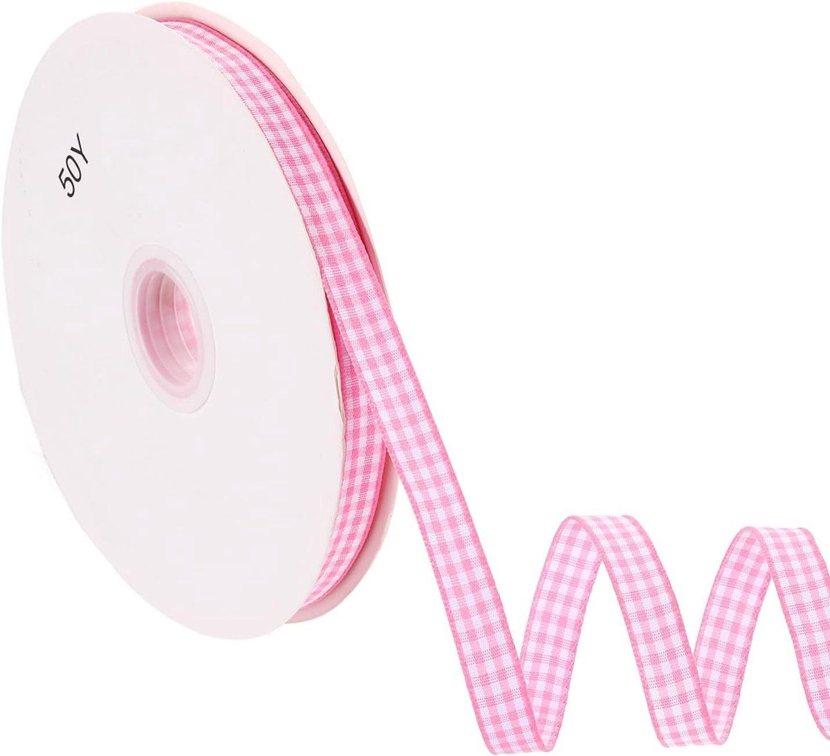 50 Yard x 8/8 Inch Gingham Lint, Plaid Lint Nylon Geruit Geschenkverpakking Strip voor Thanksgiving Strik Krans Craft Verjaardag Bruiloft, Roze