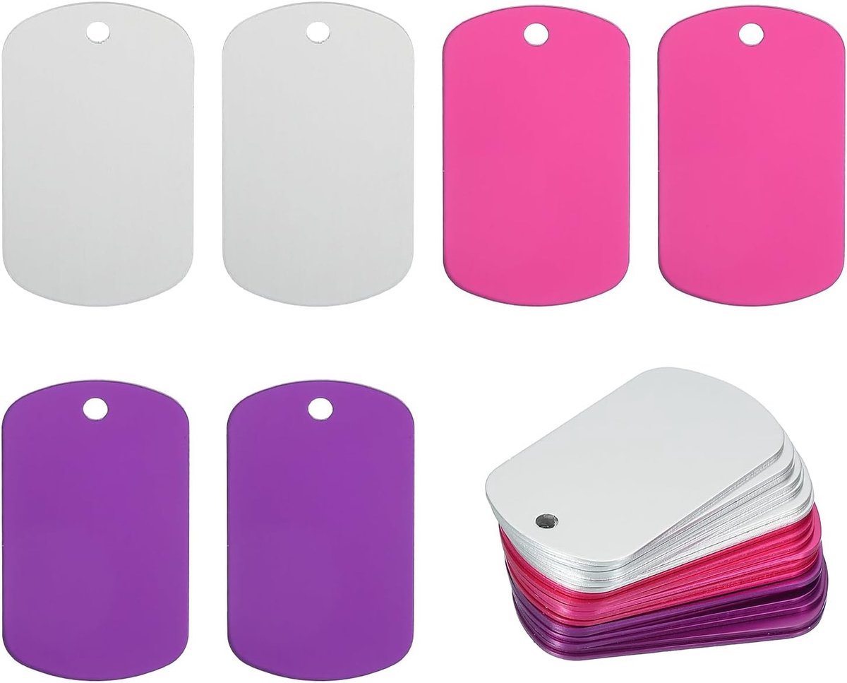 Metalen Stempelen Blanks Tags 2 inch, 30 stuks geanodiseerd aluminium blanco hondenlabels rechthoek lasergravure blanks ID-naamplaatje met gat voor huisdier ambachtelijke doe-het-zelf