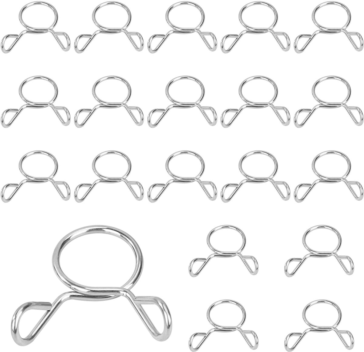 Slangklem met dubbele veer, 5 mm brandstof, veerklem, roestvrij staal, 304 slangklemmen, clip voor slang, auto, motorfiets, 20 stuks