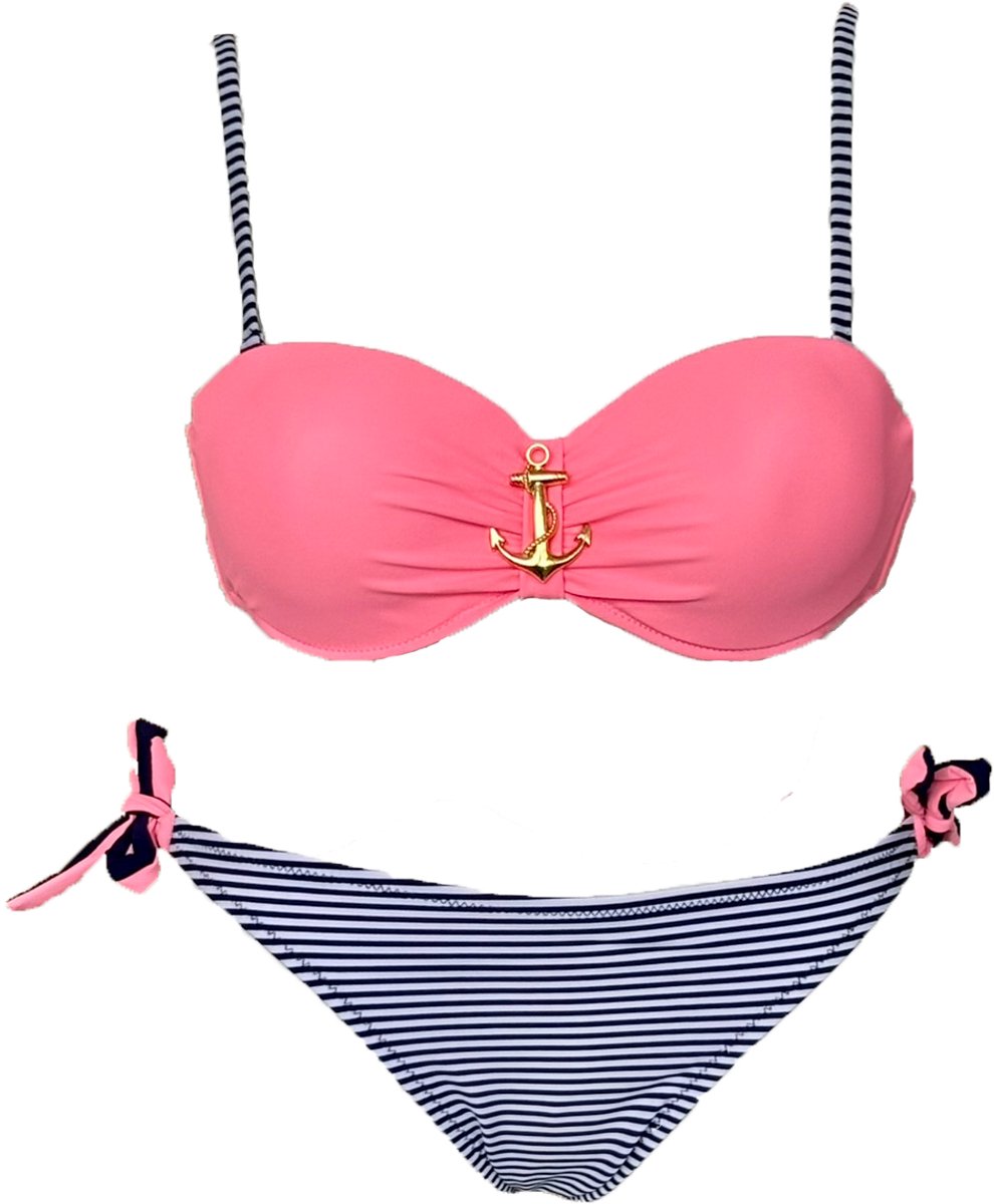 Dames Bikini Set met Voorgevormde Cup - Kleur Roze - 82% Polyamide en 18% Elastaan - Bandmaat 75 - Kledingmaat 40 (IT) / 34 (NL) / XS