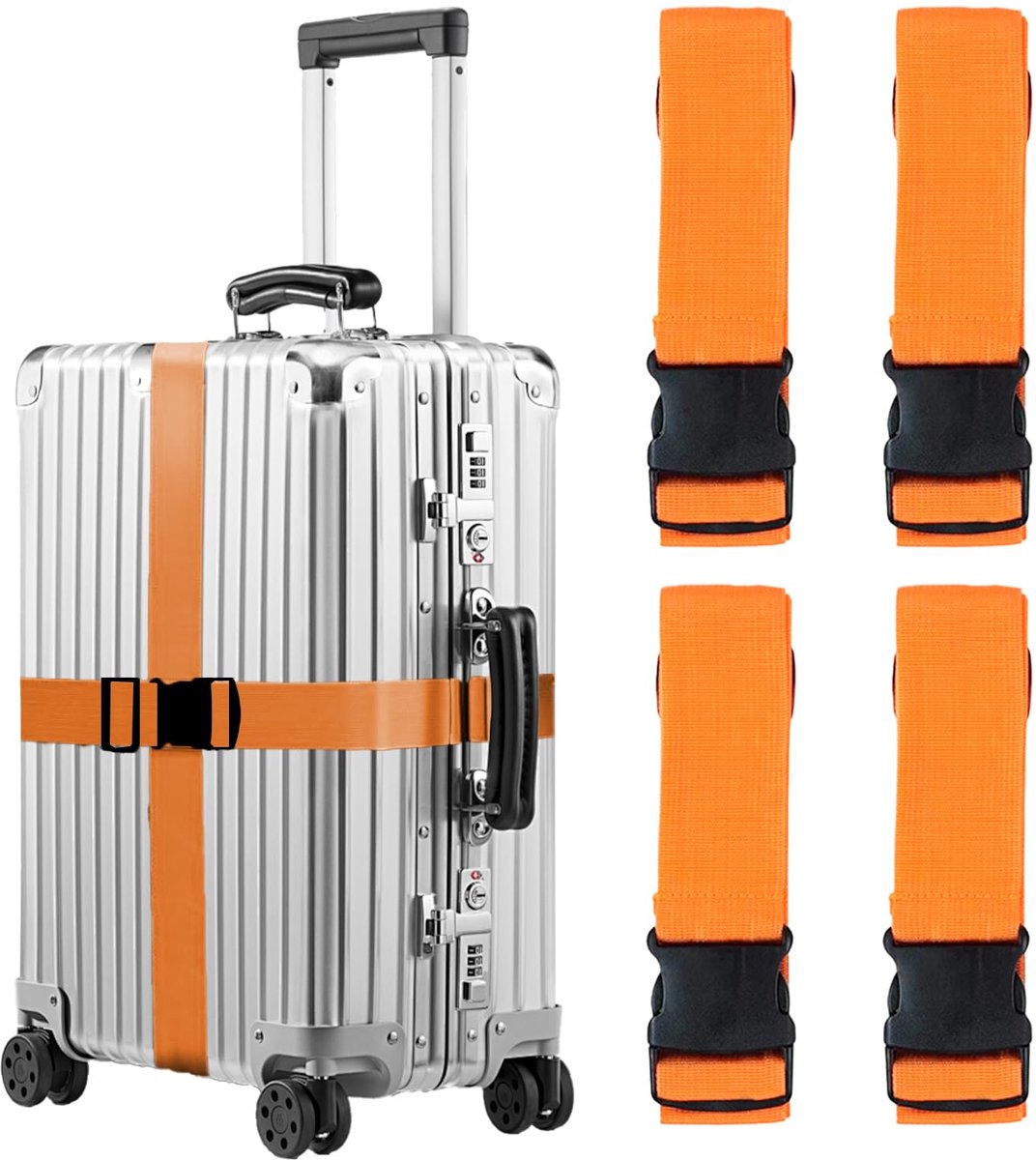 MOLHEM Set met 4 stuks bagagebanden, verdikte versterkte zware bagageriemen, verstelbare reisgordels voor koffers (groen)