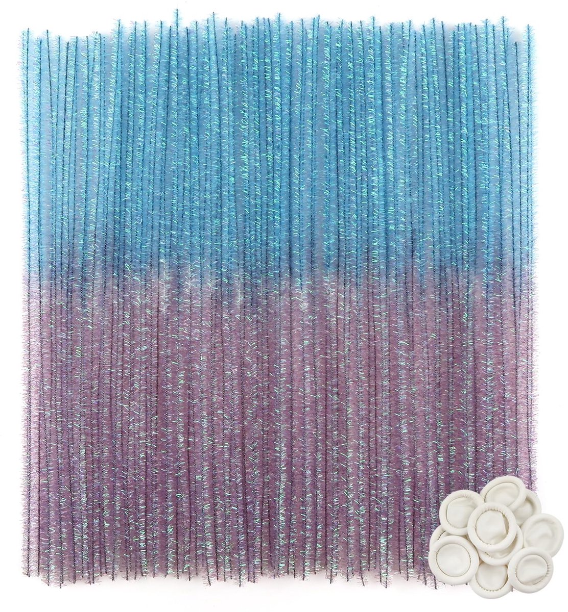 100 stuks Glitter Pijpenreiniger Kleurverloop Blauw Paars Pijpenragers om te Knutselen Chenilledraad Buigpluche 300 x 6 mm voor Decoraties en Creatieve doe-het-zelf Projecten