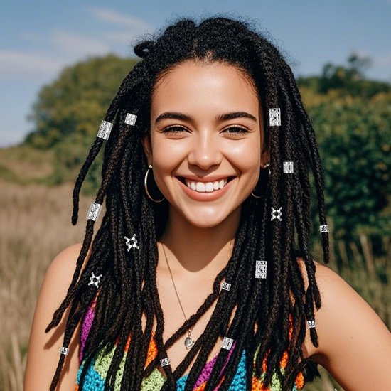 100 stuks Viking dreadlocks haaraccessoires, zilver, verstelbare haarringen voor vlechten, haarkralen en haarspiralen voor vlechten, accessoires decoratie voor mannen en vrouwen — afbeelding 2