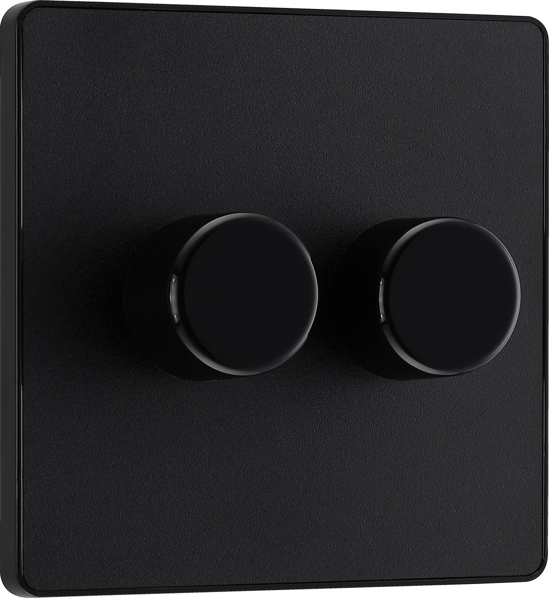 SnelShoppen - Elektrische Dimmer Schakelaar, Dubbelwandig, 2 Manier, Schroefloze Voorplaat, Mat Zwart, 200W, Ideaal voor Moderne Interieurs