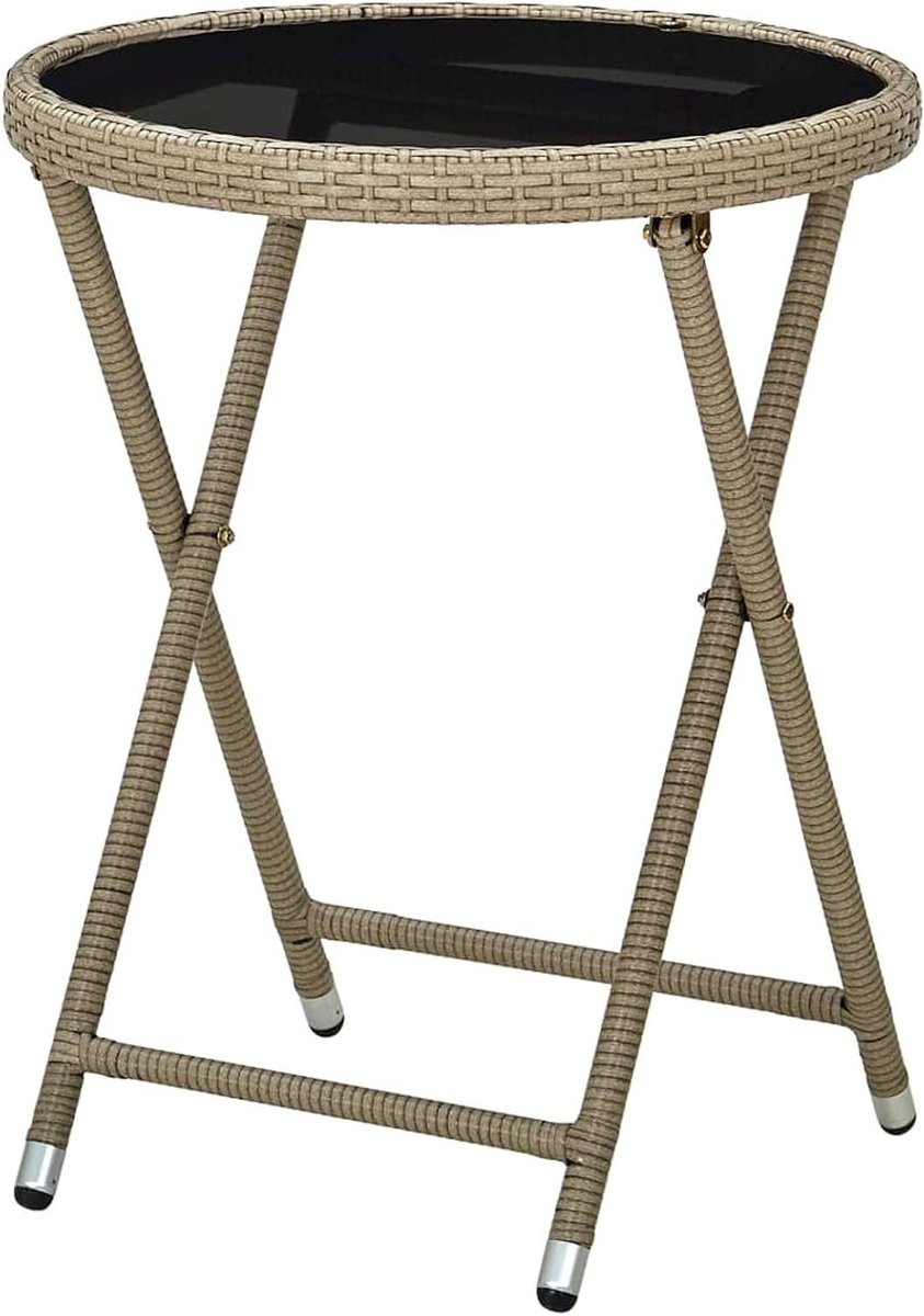 Polyrattan bijzettafel - Tuinmeubel salontafel - Buiten genieten - Weerbestendig materiaal - 60 cm - Beige