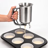 ZoeZo Beslagdispenser 10 x 15 CM - RVS Trechter - Deeg Dispenser - Doseertrechter - Met Knijphendel - Doseren van Pannenkoeken, Cupcakes en Wafels