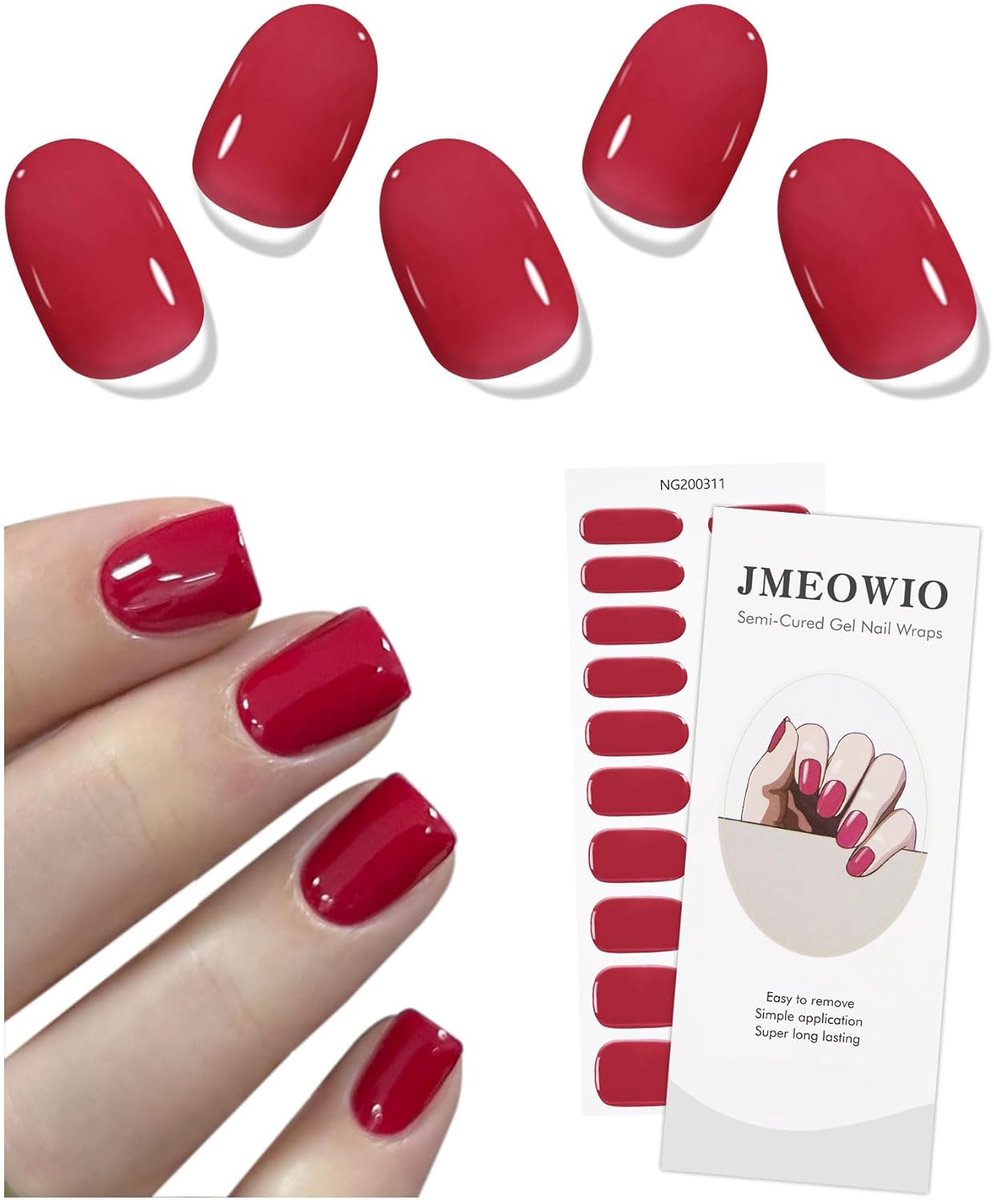 SnelShoppen - Rood Nagelfolie Gel Nail Art Sticker UV Nagelsticker voor Feestelijke Gelegenheden, 20 Stuks, Glanzend Design, Eenvoudige Applicatie