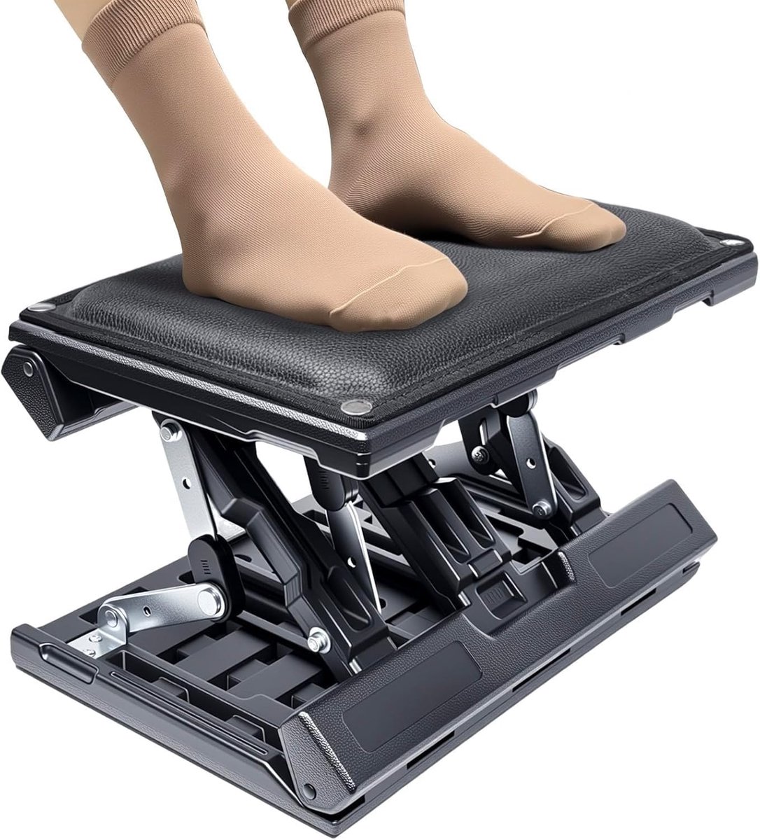 SnelShoppen - Large Panel Voetsteun Desk Stepless Verstelbare Voetsteun met Massage Ergonomisch voor Thuis en Kantoor (Zwart)
