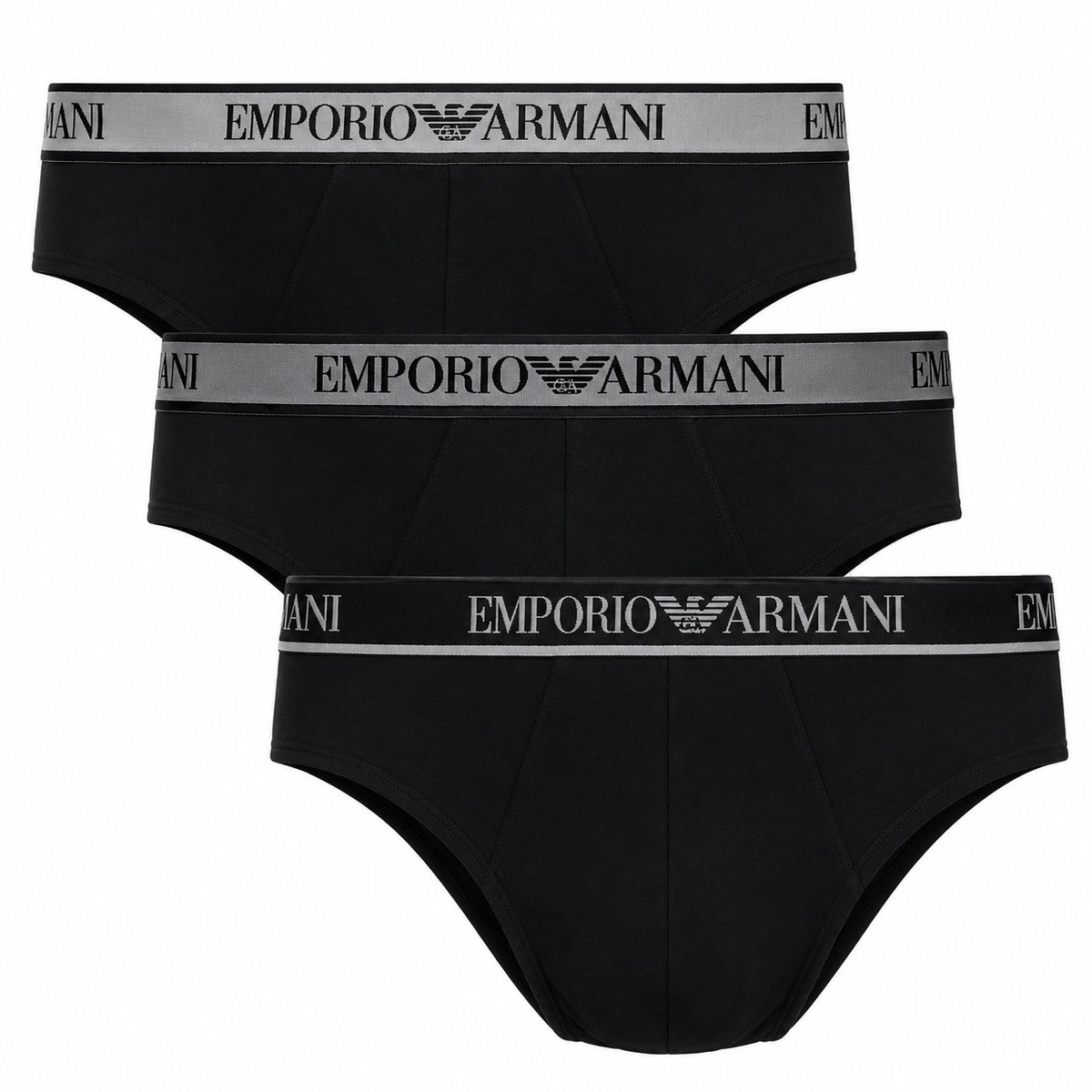 Armani Herenslips 3-pack met logoband zwart