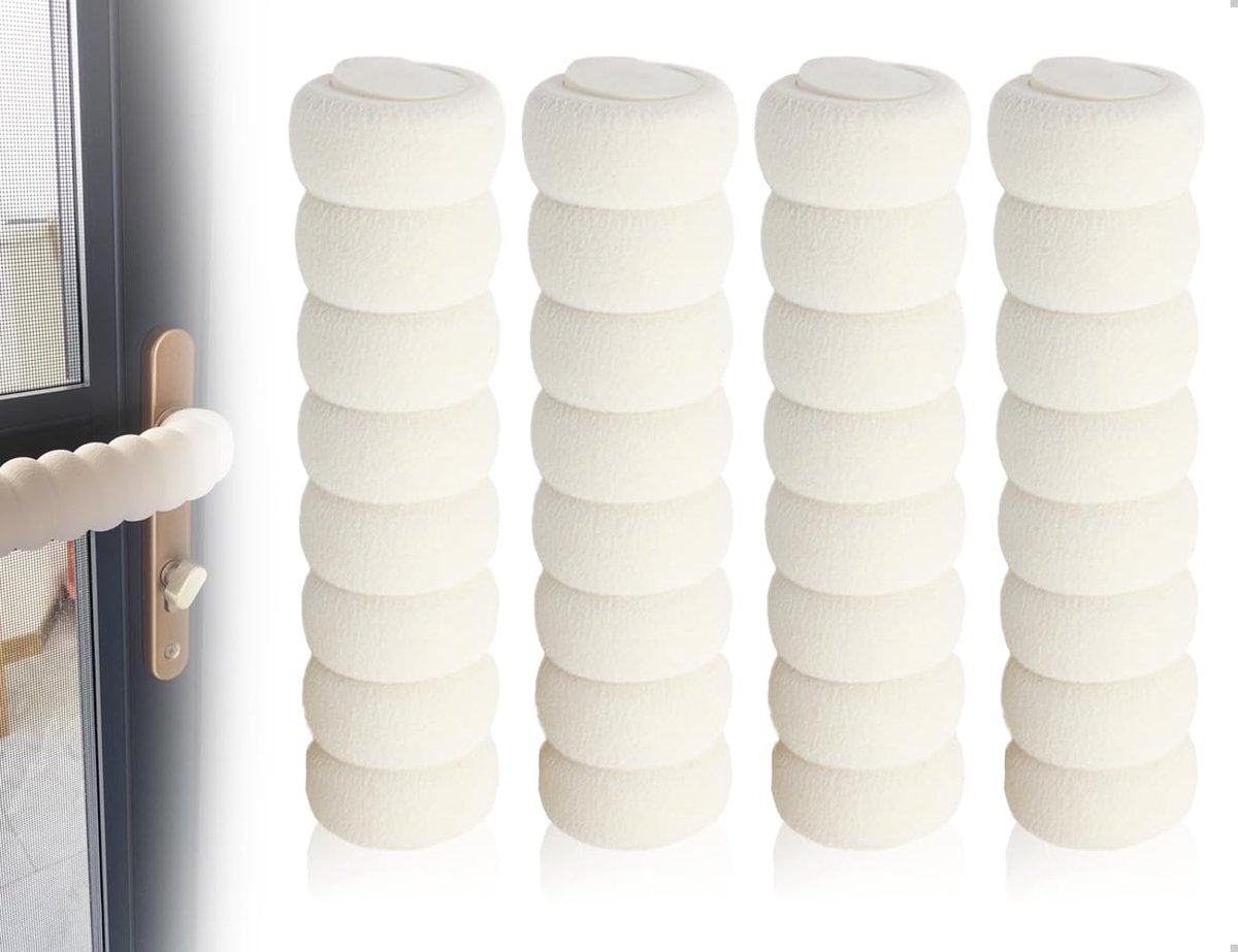 SnelShoppen - Pack van 4 Foam Deurknop Beschermers - Deurknop Stoppers voor Muren, Meubels en Kamers - Witte Handgreep Covers - 3x13.5cm, 2cm Binnenma