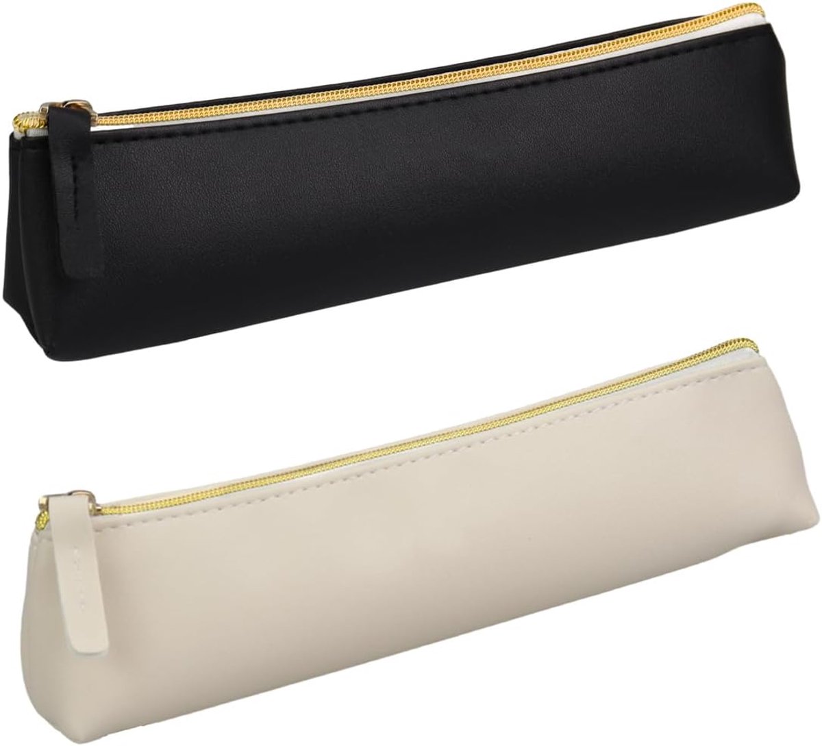 SnelShoppen - 2 Stuks PU Leren Pennen Etui voor Potloden en Pennen - Compact en Draagbaar voor School en Kantoor - Zipper Design - 20x4x5 cm - Perfect