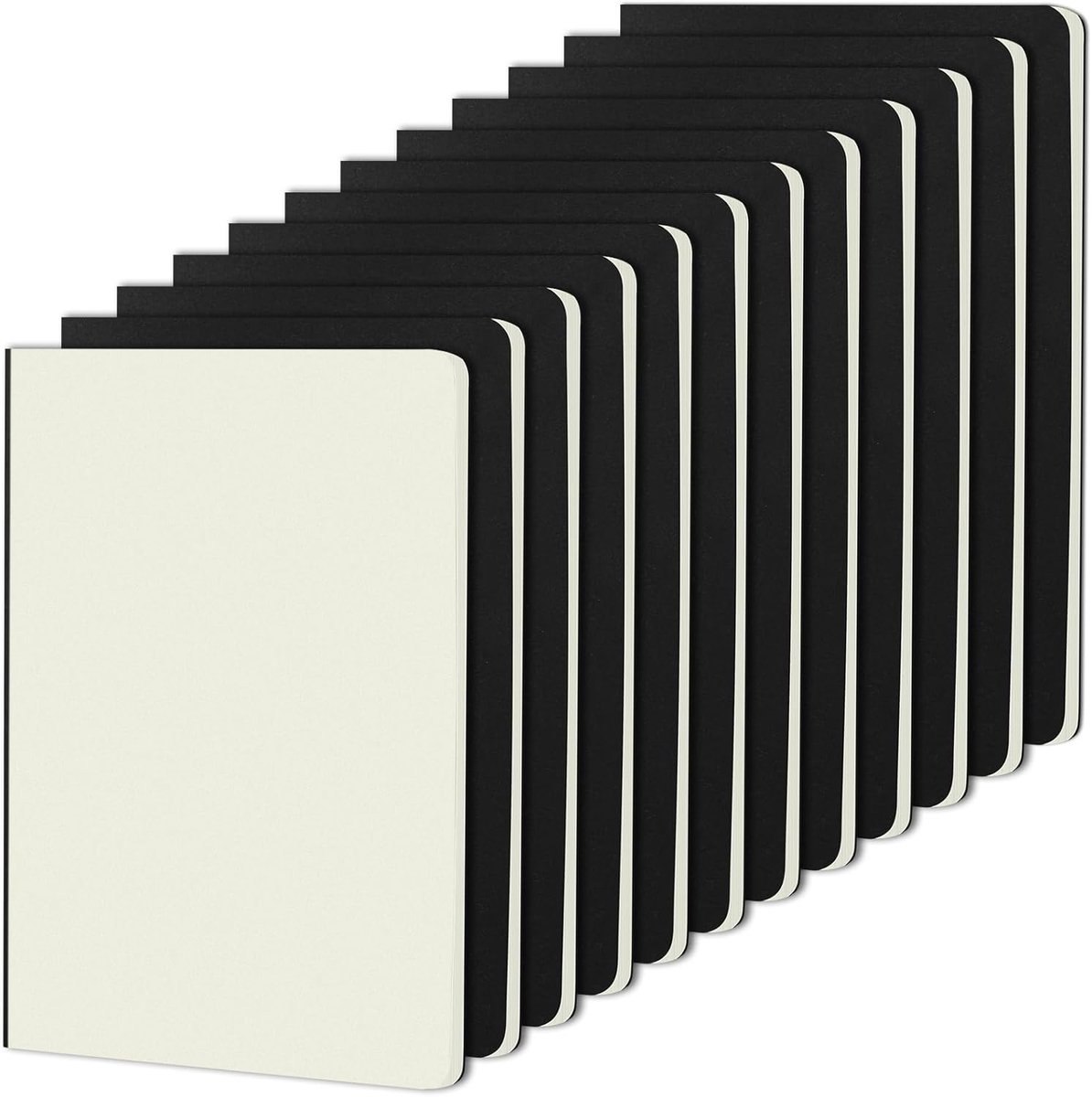 SnelShoppen - Set van 12 A5 Notepads, Lege Notitieblokken met Witte Kraft Cover, 60 Pagina's per Blok, Ideaal voor Reisdiairies, Tekeningen en Notitie