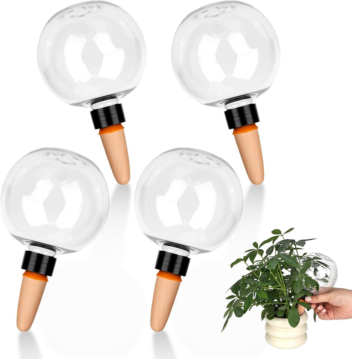 SnelShoppen - Zelfbewaterende Irrigatieballen voor Planten - 4 Stuks, 500 ml Automatische Waterdispenser, Transparante Plantenirrigatie voor Binnen, B