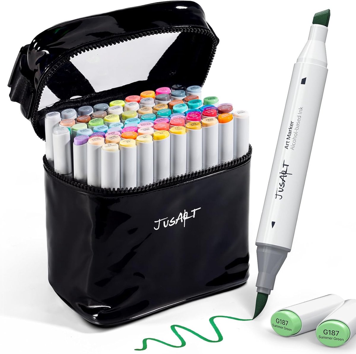 SnelShoppen - Dual Tip Alcohol Markers Set 72 Stuks - Penseel- en Beitelpunt Markers - Perfect voor Kalligrafie, Tekenen en Kleuren - Vele Kleuren - C