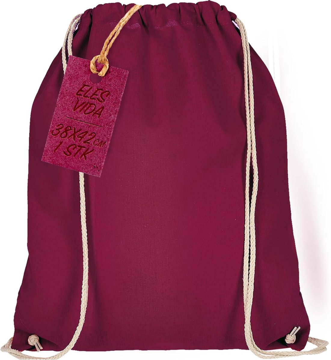 SnelShoppen - ELES VIDA Sports Bag, Rugzak, Jute Tas, Katoenen Gym Bag, Oeko-Tex Gecertificeerd, Sterk en Duurzaam, Ideaal voor Winkelen en Sporten