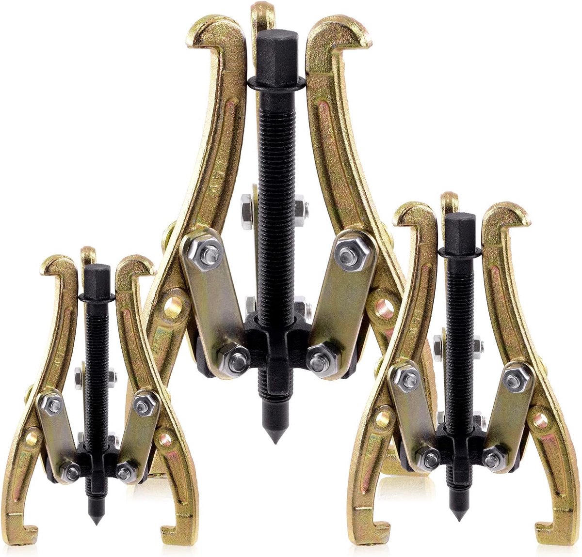 SnelShoppen - 3Pcs 3-Jaw Gear Puller Set - 3 Inch 4 Inch 6 Inch Gear Puller Kit - Heavy Duty Rimmel Gear Bearing Flywheel Removal Tool - Voor Slide Ge