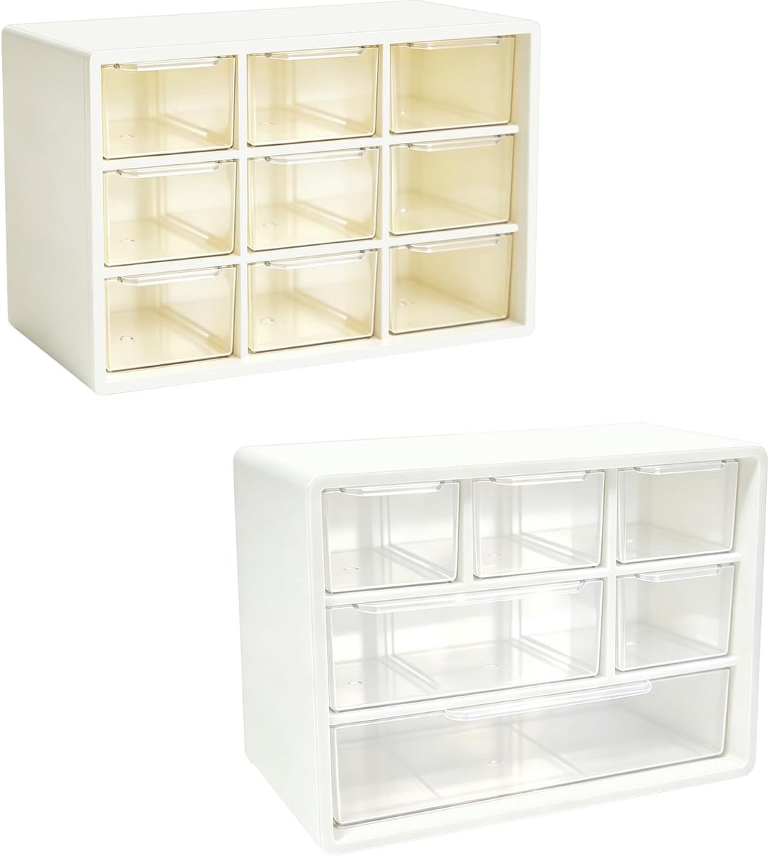 SnelShoppen - 2 Stuks Lade Organizer, Desk Organizer, Stapelbare Opbergdozen voor Keuken, Badkamer, Kantoor, Make-up, 15 Compartimenten, Transparant e