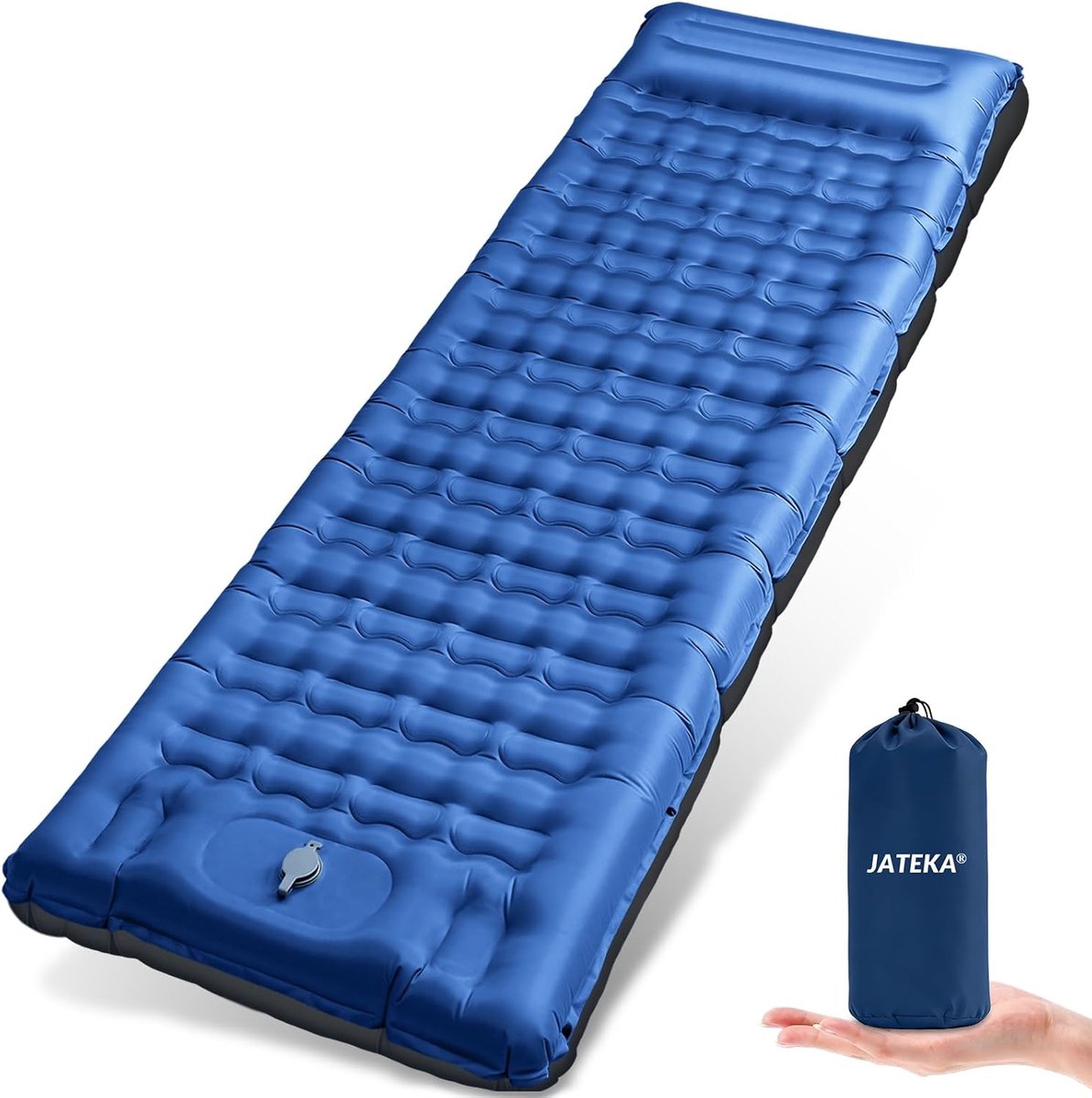 SnelShoppen - Zelfopblazend Luchtbed voor Eenpersoonsbed, Campingmatras met Verbindingbanden, Blauw/Grijs, Ideaal voor Tent en Reizen