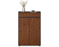 Schoenenkast TILO met lade – zwart/kastanjebruin