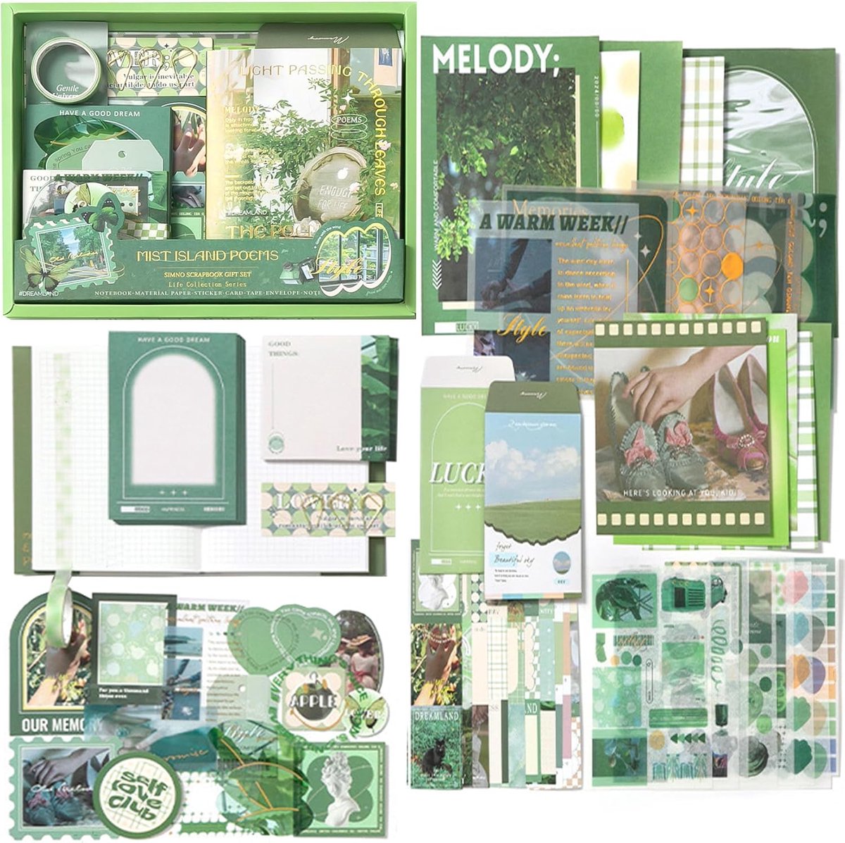 SnelShoppen - Aesthetic Bullet Journal Set met A6 Grids, Scrapbooking Accessoires, Notitieboek, Washi Stickers, DIY Cadeau voor Tieners, Creatieve Pro