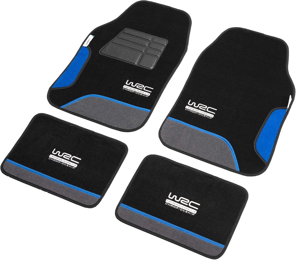 SnelShoppen - WRC Blue Race 4 Auto Vloermatten - Premium Kwaliteit, Eenvoudig in Gebruik, Duurzaam, Geschikt voor Alle Auto's, Ideaal voor Sportieve R