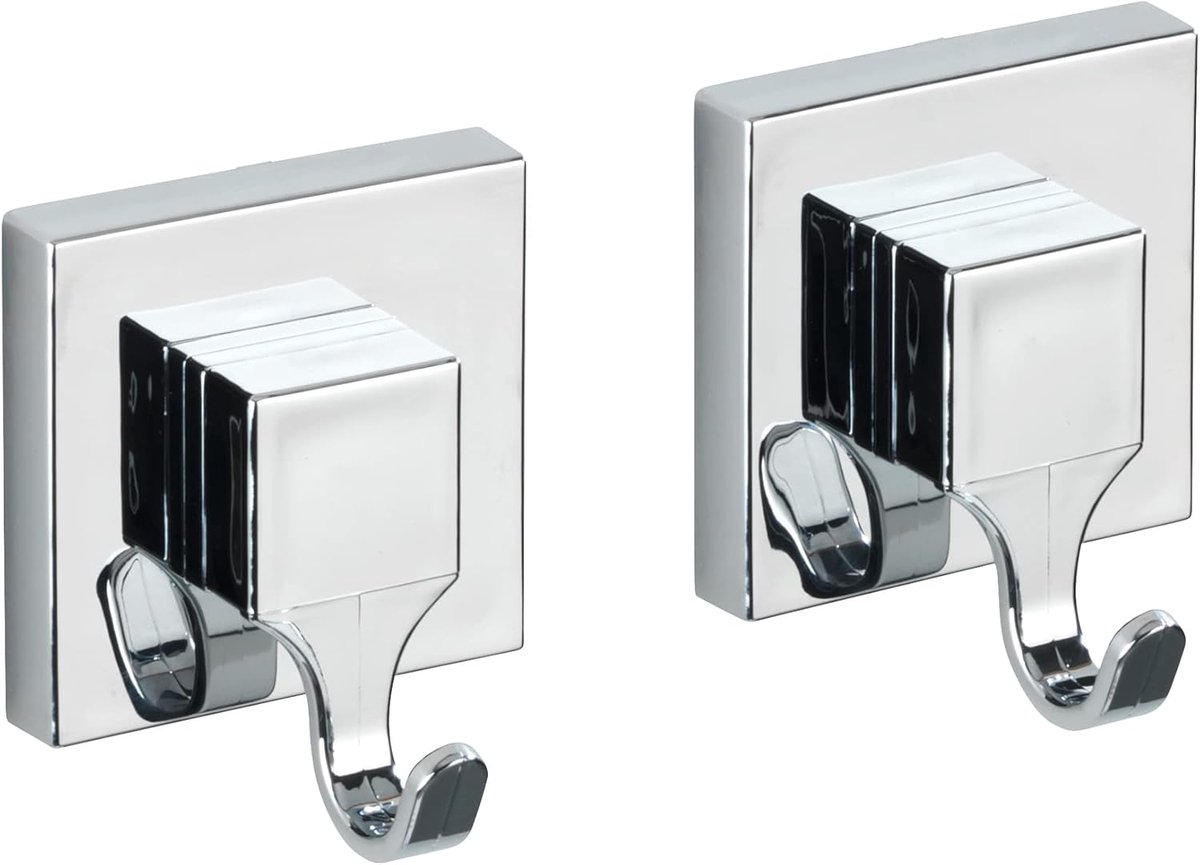 SnelShoppen - Vacuum-Loc Quadro Wandhaak 2 Stuks - Bevestiging Zonder Boren - Praktische Badkamer Accessoires - Ruimtebesparend - Sterk en Duurzaam -