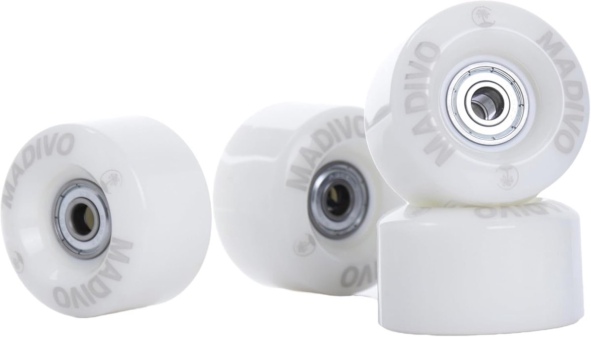Thijox - Reservewielen voor Rolschaatsen 54 mm x 32 mm, Set van 4 Wielen met 82A ABEC-7 Lagertjes, Ideaal voor Klassieke Quad Skates, Wit, Voor Binnen