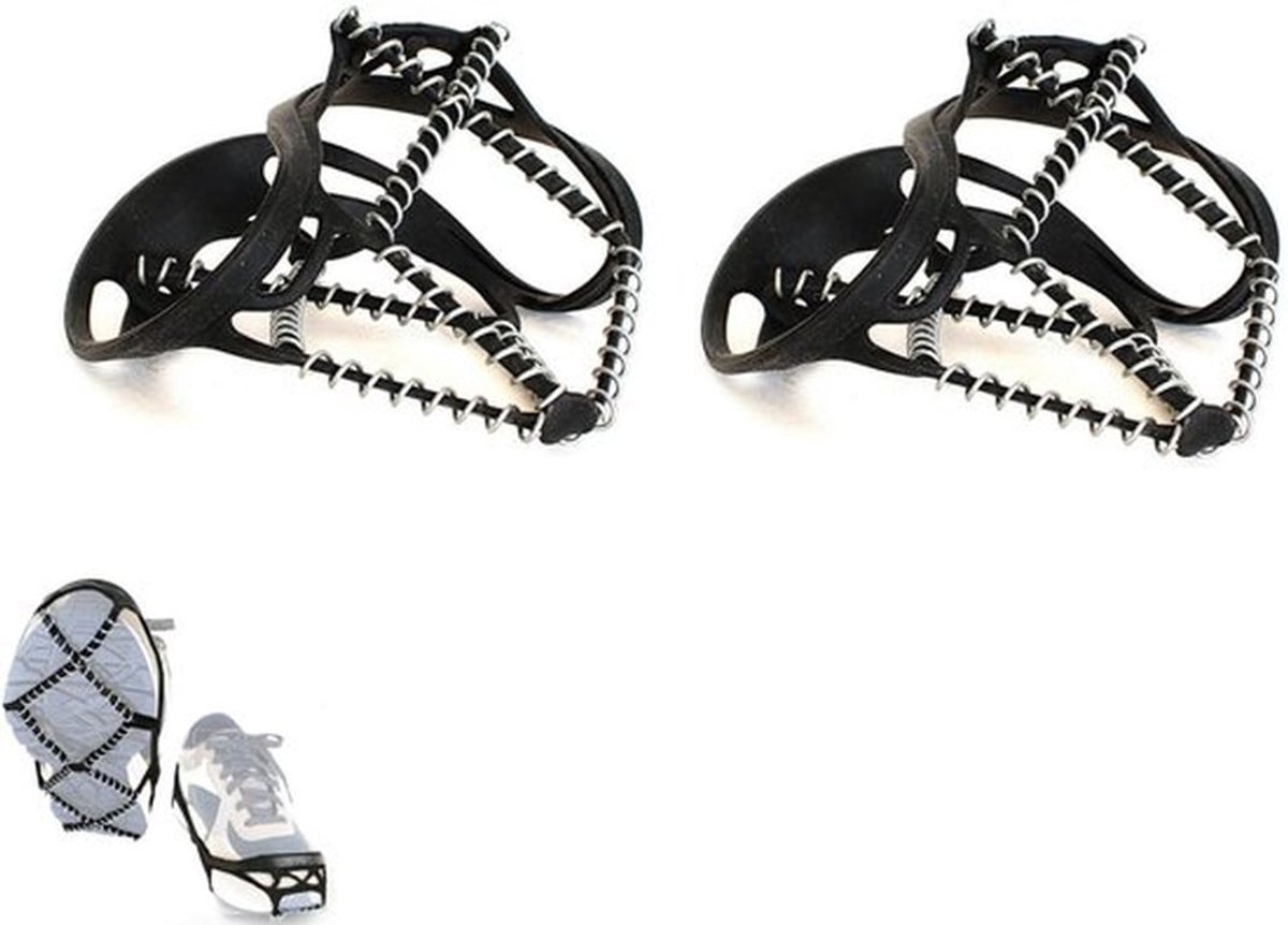1 paar - Antislip schoenspikes voor wandelen - Antislip schoenhoezen met stijgijzers - Rubberen ijs- en sneeuwgrippers - Draagbare sneeuwschoenhoezen - Geschikt voor winterse sneeuwwandelingen, bergbeklimmen en trektochten (zwart)